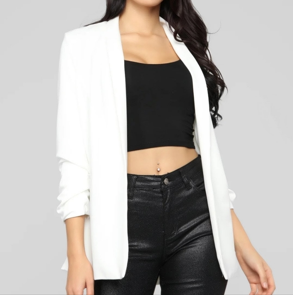 NWT Fashion Nova Elegant White Open Blazer - Size XS